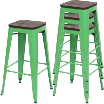 DÉCOSHOP26 Ote De 4 Taburetes De Bar Apilables Estilo Industrial Asiento De Madera De Olmo Metal Verde 04000522 DÉCOSHOP26 Ote De 4 Taburetes De Bar Apilables Estilo Industrial Asiento De Madera De Olmo Metal Verde 04000522