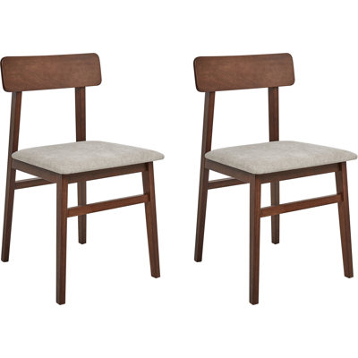 BELIANI Conjunto De 2 Sillas De Comedor Asiento De Tela Estructura De Madera Oscura Gris Pardo Stacy BELIANI Conjunto De 2 Sillas De Comedor Asiento De Tela Estructura De Madera Oscura Gris Pardo Stacy