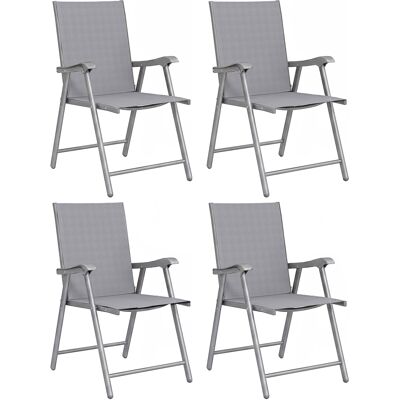Outsunny Pack De 4 Sillas De Camping Plegables, Con Respaldo Alto Y Reposabrazos, Tela Textilene Y Marco De Acero Para Terraza, Playa, Gris Claro Outsunny Pack De 4 Sillas De Camping Plegables, Con Respaldo Alto Y Reposabrazos, Tela Textilene Y Marco De Acero Para Terraza, Playa, Gris Claro