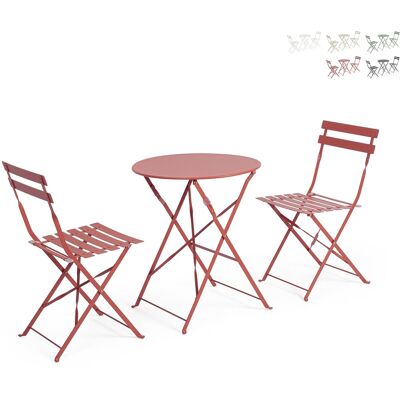 BIZZOTTO Set De Exterior Con Mesa Redonda Y 2 Sillas De Jardín Plegables Bistrot Yes - Rojo BIZZOTTO Set De Exterior Con Mesa Redonda Y 2 Sillas De Jardín Plegables Bistrot Yes - Rojo