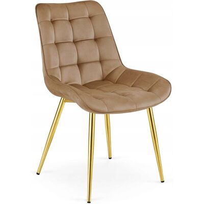 AKORD Silla Bera - Terciopelo Marrón / Patas Doradas X 1 AKORD Silla Bera - Terciopelo Marrón / Patas Doradas X 1