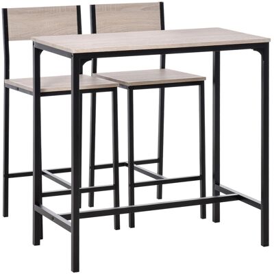 JHY DESIGN Conjunto De Mesa De Bar Y Taburetes, Mesa De Comedor Con 2 Sillas Con Respaldo, Mesa De Cocina, Madera Natural. JHY DESIGN Conjunto De Mesa De Bar Y Taburetes, Mesa De Comedor Con 2 Sillas Con Respaldo, Mesa De Cocina, Madera Natural.