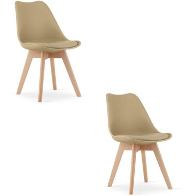 Viking Choice MARK Silla de comedor - 2 piezas - Beis oscuro - Piernas de haya Viking Choice MARK Silla de comedor - 2 piezas - Beis oscuro - Piernas de haya