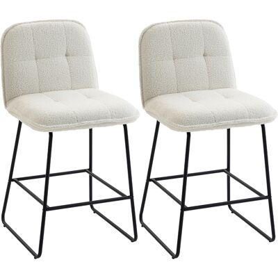 JHY DESIGN Juego De 2 Taburetes De Bar, Sillas Tapizadas En Tela Bouclé, Asiento Extragrande De 66 Cm De Altura, Color Crema. JHY DESIGN Juego De 2 Taburetes De Bar, Sillas Tapizadas En Tela Bouclé, Asiento Extragrande De 66 Cm De Altura, Color Crema.