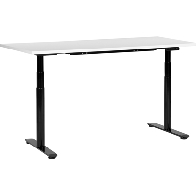 BELIANI Escritorio De Altura Regulable Eléctrico Diseño Moderno Patas Redondas 160 X 72 Cm Tablero Blanco Soporte De Acero Negro Destinas BELIANI Escritorio De Altura Regulable Eléctrico Diseño Moderno Patas Redondas 160 X 72 Cm Tablero Blanco Soporte De Acero Negro Destinas