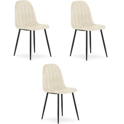 AKORD Silla Padva - Terciopelo Beige Claro / Patas Negras X 3 AKORD Silla Padva - Terciopelo Beige Claro / Patas Negras X 3