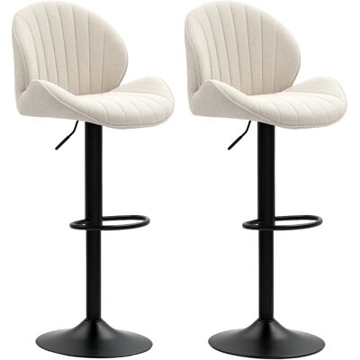 JHY DESIGN Juego De 2 Taburetes De Bar, Tapizados En Tela, Altura Del Asiento Regulable, Giratorios, Estructura De Acero, Color Beige. JHY DESIGN Juego De 2 Taburetes De Bar, Tapizados En Tela, Altura Del Asiento Regulable, Giratorios, Estructura De Acero, Color Beige.