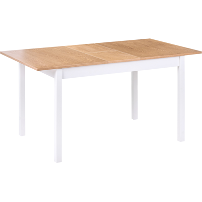 BELIANI Mesa De Comedor Extensible Madera Clara Y Tablero De Madera De Caucho Blanco 120/150 X 80 Cm Hoja De Mariposa Houston BELIANI Mesa De Comedor Extensible Madera Clara Y Tablero De Madera De Caucho Blanco 120/150 X 80 Cm Hoja De Mariposa Houston