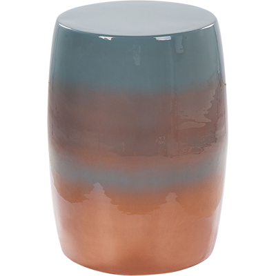 Beliani - Mesa Auxiliar Moderna Hierro Tablero Redondo Forma Tambor Marrón Dorado Y Azul Fraguita Beliani - Mesa Auxiliar Moderna Hierro Tablero Redondo Forma Tambor Marrón Dorado Y Azul Fraguita