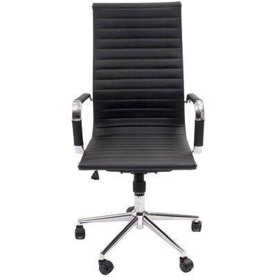 HOMELY Sillón De Despacho Manager, Tapizado En Polipiel, Base Color Cromo, Respaldo Alto, 64x62x105/115 Cm Pp Negro HOMELY Sillón De Despacho Manager, Tapizado En Polipiel, Base Color Cromo, Respaldo Alto, 64x62x105/115 Cm Pp Negro