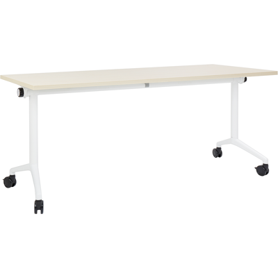 Escritorio Plegable Moderno Móvil Beliani - Blanco y Madera Clara - 180x60cm Escritorio Plegable Moderno Móvil Beliani - Blanco y Madera Clara - 180x60cm