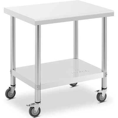 ROYAL CATERING Mesa De Trabajo Con Ruedas 2 Niveles 60x80 Cm Acero Hasta 135 Kg ROYAL CATERING Mesa De Trabajo Con Ruedas 2 Niveles 60x80 Cm Acero Hasta 135 Kg