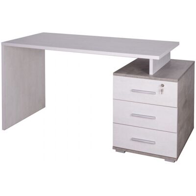 Escritorio Con 3 Cajones 154l X 55p X H76 – Acabado En Cemento Y Blanco Opaco – Sarmog Escritorio Con 3 Cajones 154l X 55p X H76 – Acabado En Cemento Y Blanco Opaco – Sarmog