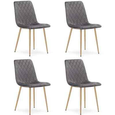 AKORD Silla Turín - Terciopelo Gris Oscuro / Patas Color Madera X 4 AKORD Silla Turín - Terciopelo Gris Oscuro / Patas Color Madera X 4