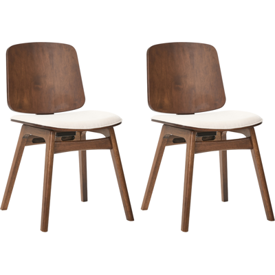 BELIANI Conjunto De 2 Sillas De Comedor Estructura De Madera Asiento De Tela Sin Reposabrazos Marrón Y Beige Claro Charleston BELIANI Conjunto De 2 Sillas De Comedor Estructura De Madera Asiento De Tela Sin Reposabrazos Marrón Y Beige Claro Charleston