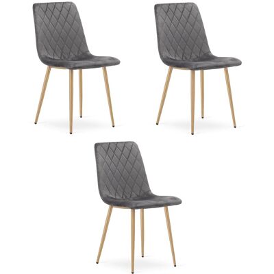 AKORD Silla Turín - Terciopelo Gris Oscuro / Patas Color Madera X 3 AKORD Silla Turín - Terciopelo Gris Oscuro / Patas Color Madera X 3