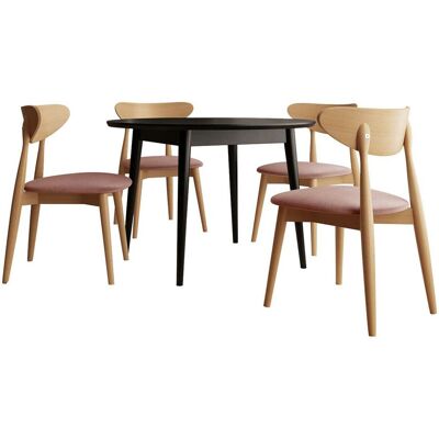 MIRJAN24 Conjunto De Mesas Y Sillas Para Comedor Racine 134, Negro, 76x0x0cm, Diámetro: 120, Número De Asientos: 4, Estilo: Contemporary MIRJAN24 Conjunto De Mesas Y Sillas Para Comedor Racine 134, Negro, 76x0x0cm, Diámetro: 120, Número De Asientos: 4, Estilo: Contemporary