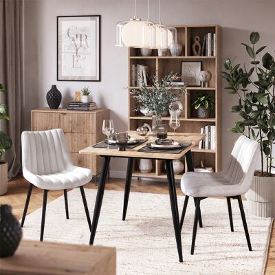 Silla De Comedor Ravlo, Beige/negro, 51 X 57 Cm Lote De 2, Vicco Silla De Comedor Ravlo, Beige/negro, 51 X 57 Cm Lote De 2, Vicco