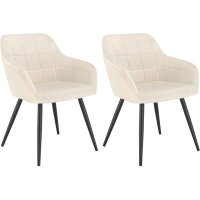 Woltu - 2x Sillas De Comedor Nordicas Estilo Vintage Juego De 2 Silla De Cocina Silla Tapizada Con Reposabrazos Tapizadas En Terciopelo Estructura De Metal Crema Woltu - 2x Sillas De Comedor Nordicas Estilo Vintage Juego De 2 Silla De Cocina Silla Tapizada Con Reposabrazos Tapizadas En Terciopelo Estructura De Metal Crema