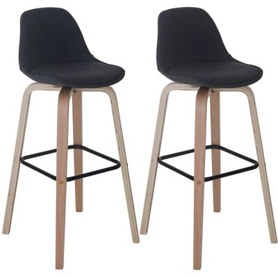DÉCOSHOP26 Et De 2 Taburetes De Bar Con Respaldo Asiento Acolchado Patas De Madera De Haya Metal Tela Gris Oscuro 04000519 DÉCOSHOP26 Et De 2 Taburetes De Bar Con Respaldo Asiento Acolchado Patas De Madera De Haya Metal Tela Gris Oscuro 04000519