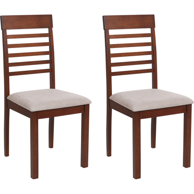 Beliani - Conjunto De 2 Sillas De Comedor Tapizadas Madera Oscura Gris Pardo Ortley Beliani - Conjunto De 2 Sillas De Comedor Tapizadas Madera Oscura Gris Pardo Ortley