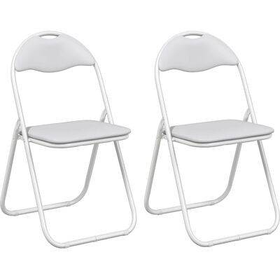 Silla Plegable 2 Uds. Cuero Sintético Blanco 48 X 43,5 X 81 Cm Vidaxl Silla Plegable 2 Uds. Cuero Sintético Blanco 48 X 43,5 X 81 Cm Vidaxl