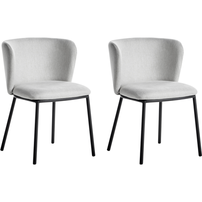 BELIANI Conjunto De 2 Sillas De Comedor Modernas Con Asiento Tapizado En Tela Y Respaldo Curvado Sin Brazos Patas Negras Gris Claro Mina BELIANI Conjunto De 2 Sillas De Comedor Modernas Con Asiento Tapizado En Tela Y Respaldo Curvado Sin Brazos Patas Negras Gris Claro Mina