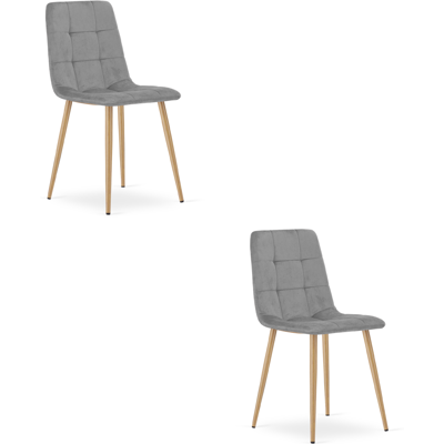 AKORD Silla Kara - Terciopelo Gris Claro / Patas De Roble X 2 AKORD Silla Kara - Terciopelo Gris Claro / Patas De Roble X 2