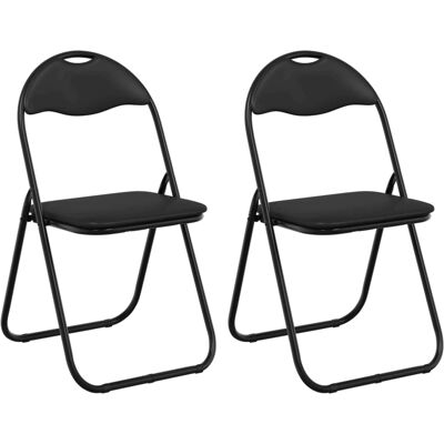 Silla Plegable 2 Uds. Cuero Sintético Negro 48 X 43,5 X 81 Cm Vidaxl Silla Plegable 2 Uds. Cuero Sintético Negro 48 X 43,5 X 81 Cm Vidaxl