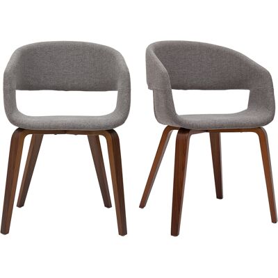 MILIBOO Set De 2 Sillas De Diseño De Tela Gris Claro Con Patas De Madera Oscura Slam MILIBOO Set De 2 Sillas De Diseño De Tela Gris Claro Con Patas De Madera Oscura Slam
