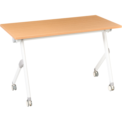 BELIANI Escritorio Rectangular Moderno Plegable Con Ruedas Mesa Móvil Portátil 120 X 60 Cm Estructura De Metal Marrón Y Blanco Bendi BELIANI Escritorio Rectangular Moderno Plegable Con Ruedas Mesa Móvil Portátil 120 X 60 Cm Estructura De Metal Marrón Y Blanco Bendi