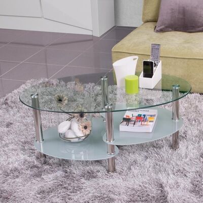 HOMELY Mesa De Centro Ainara Tapa Y Revistero De Cristal Y Pies De Metal HOMELY Mesa De Centro Ainara Tapa Y Revistero De Cristal Y Pies De Metal