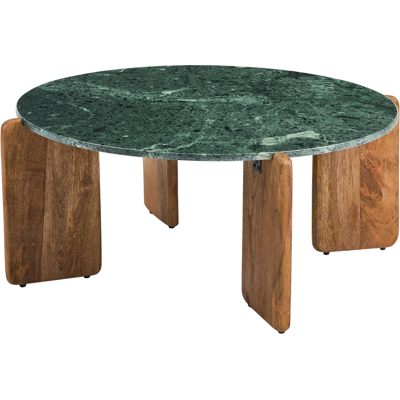 BELIANI Mesa De Centro Moderna Tablero De Mármol Patas De Madera De Mango Marrón Redonda 80 Cm Sala De Estar Verde Oscuro Luno BELIANI Mesa De Centro Moderna Tablero De Mármol Patas De Madera De Mango Marrón Redonda 80 Cm Sala De Estar Verde Oscuro Luno