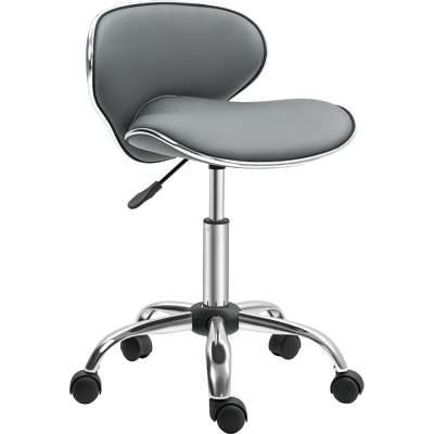 JHY DESIGN Taburete De Trabajo Con Ruedas, Altura Regulable (44-56 Cm) Y Respaldo, Giro De 360°, Color Gris. JHY DESIGN Taburete De Trabajo Con Ruedas, Altura Regulable (44-56 Cm) Y Respaldo, Giro De 360°, Color Gris.