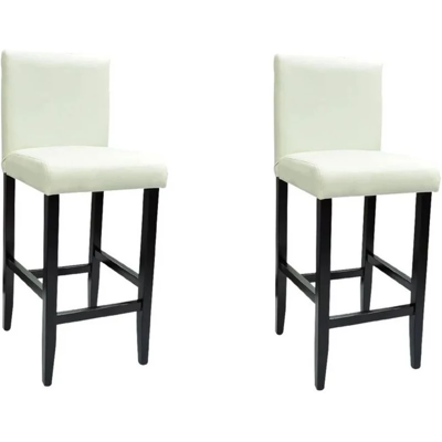 Helloshop26 - Juego De Dos Taburetes De Bar De Diseño, Asiento De Silla De Cuero Artificial Blanco 1202148 Helloshop26 - Juego De Dos Taburetes De Bar De Diseño, Asiento De Silla De Cuero Artificial Blanco 1202148