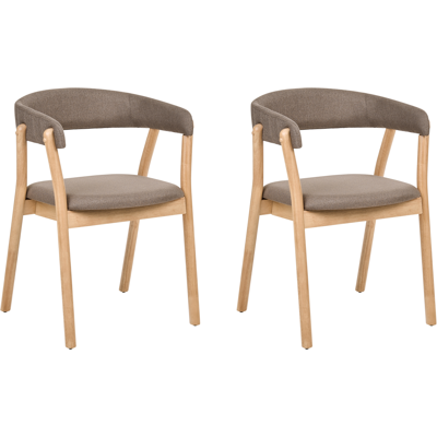 BELIANI Conjunto De 2 Sillas De Comedor Estilo Tradicional Asiento Tapizado Marrón Claro Y Marrón Mylo BELIANI Conjunto De 2 Sillas De Comedor Estilo Tradicional Asiento Tapizado Marrón Claro Y Marrón Mylo