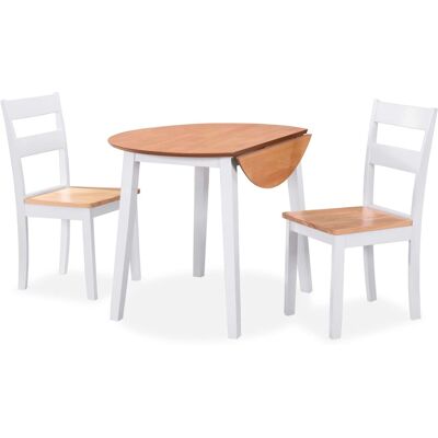 vidaXL Juego de comedor 3 piezas MDF y madera de caucho - Juego de comedor vidaXL Juego de comedor 3 piezas MDF y madera de caucho - Juego de comedor