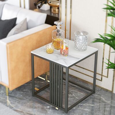 Unho - Mesa De Centro Simple De Mármol De Sofá Cuadrado Moderno Mesa Auxiliar Lateral Sala De Estar Unho - Mesa De Centro Simple De Mármol De Sofá Cuadrado Moderno Mesa Auxiliar Lateral Sala De Estar