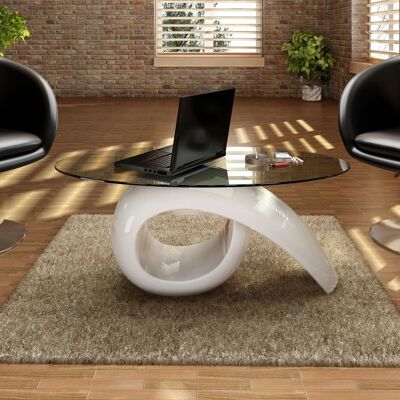 vidaXL Mesa de centro ovalada en vidrio de alto brillo - Mesa de café vidaXL Mesa de centro ovalada en vidrio de alto brillo - Mesa de café