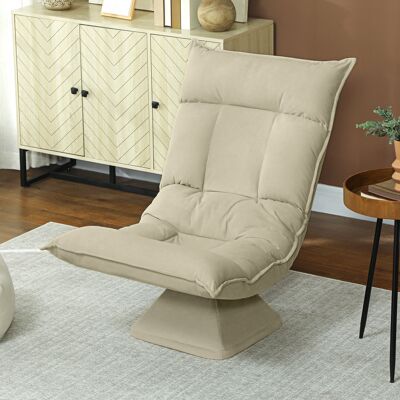 PZCC Silla De Suelo Con Respaldo Ajustable En 5 Posiciones, Giratoria, Moderna, Tapizada, Color Beige. PZCC Silla De Suelo Con Respaldo Ajustable En 5 Posiciones, Giratoria, Moderna, Tapizada, Color Beige.