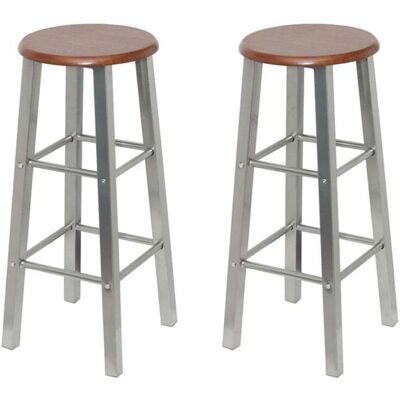 HELLOSHOP26 Set De Dos Taburetes De Bar De Diseño Silla Asiento Metal Con Asiento De Mdf 1202062 HELLOSHOP26 Set De Dos Taburetes De Bar De Diseño Silla Asiento Metal Con Asiento De Mdf 1202062