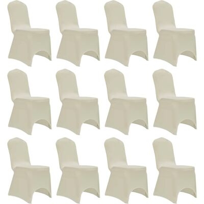 vidaXL Fundas de Silla Elásticas 12 Uds. - Crema vidaXL Fundas de Silla Elásticas 12 Uds. - Crema