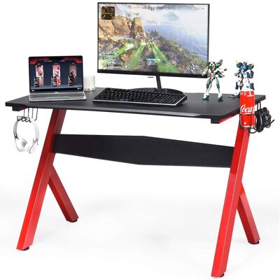 Costway - Escritorio De Gaming, Escritorio Para Ordenador, Mesa Videojuegos Con Portavaso Porta Cascos Y Alfombrilla Para Ratón Costway - Escritorio De Gaming, Escritorio Para Ordenador, Mesa Videojuegos Con Portavaso Porta Cascos Y Alfombrilla Para Ratón