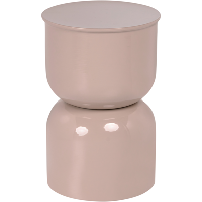 BELIANI Mesa Auxiliar Elegante Redonda De Hierro Pintada Para Interiores Peana Beige Claro Letta BELIANI Mesa Auxiliar Elegante Redonda De Hierro Pintada Para Interiores Peana Beige Claro Letta