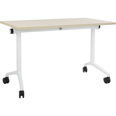 Beliani - Escritorio Rectangular Moderno Plegable Con Ruedas Mesa Móvil Portátil Estructura Metálica 120 X 60 Cm Madera Clara Y Blanco Cavi Beliani - Escritorio Rectangular Moderno Plegable Con Ruedas Mesa Móvil Portátil Estructura Metálica 120 X 60 Cm Madera Clara Y Blanco Cavi