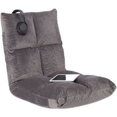 Relaxdays - Silla De Suelo, Respaldo Ajustable, Sillón Japonés, 6 Posiciones, Tapizada, Acolchada, 58 X 50 X 55 Cm, Gris Relaxdays - Silla De Suelo, Respaldo Ajustable, Sillón Japonés, 6 Posiciones, Tapizada, Acolchada, 58 X 50 X 55 Cm, Gris