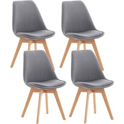 DÉCOSHOP26 Conjunto De 4 Sillas De Comedor Para Cocina U Oficina En Tela Gris Claro Con Patas De Madera 100000367 DÉCOSHOP26 Conjunto De 4 Sillas De Comedor Para Cocina U Oficina En Tela Gris Claro Con Patas De Madera 100000367