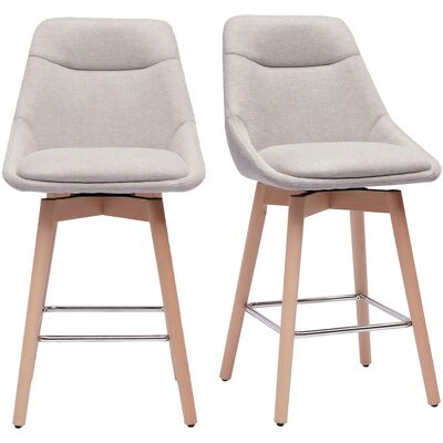 MILIBOO Taburetes De Bar Escandinavos Giratorios 360° En Tela Efecto Terciopelo Texturizado Beige Y Madera Clara H65 Cm (lote De 2) Aless MILIBOO Taburetes De Bar Escandinavos Giratorios 360° En Tela Efecto Terciopelo Texturizado Beige Y Madera Clara H65 Cm (lote De 2) Aless