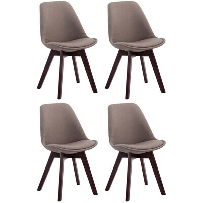 DÉCOSHOP26 Conjunto De 4 Sillas De Comedor De Diseño Escandinavo En Tela Color Topo Con 4 Patas De Madera Oscura 100008563 DÉCOSHOP26 Conjunto De 4 Sillas De Comedor De Diseño Escandinavo En Tela Color Topo Con 4 Patas De Madera Oscura 100008563