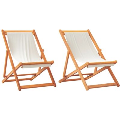 vidaXL Silla de playa plegable de eucalipto blanco - Silla de playa vidaXL Silla de playa plegable de eucalipto blanco - Silla de playa